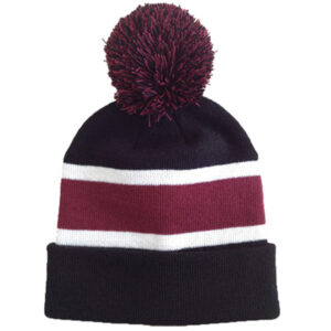 Striped beanie with pom