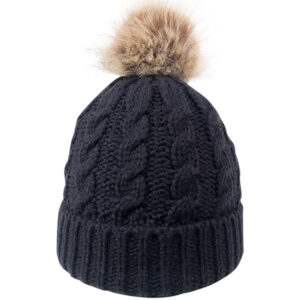 Cable Knit Beanie With Faux Fur Pom- Embroidery Giveaways