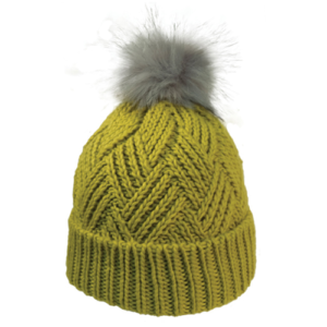 Cross Hatch Beanie With Faux Fur Pom- Embroidery Giveaways
