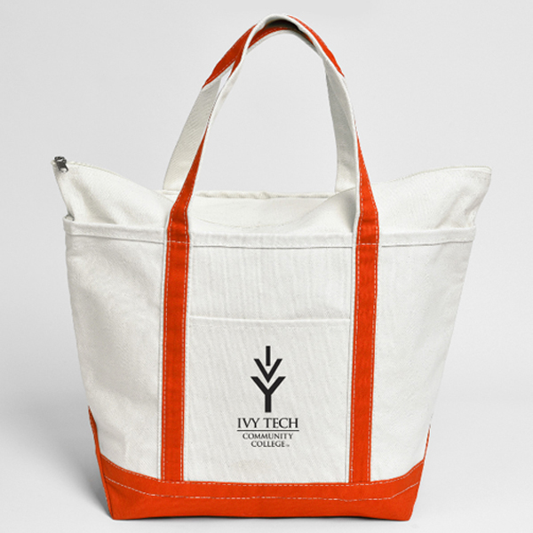 EXPANDABLE ZIPPER TOP CLOSURE CANVAS BOAT TOTE - Image 6