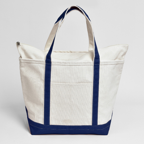 EXPANDABLE ZIPPER TOP CLOSURE CANVAS BOAT TOTE - Image 3
