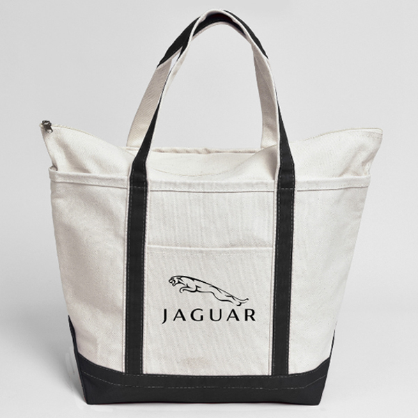 EXPANDABLE ZIPPER TOP CLOSURE CANVAS BOAT TOTE - Image 5