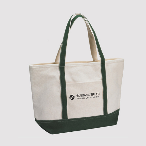 ZIPPER TOP CLOSURE CANVAS BOAT TOTE - Image 5