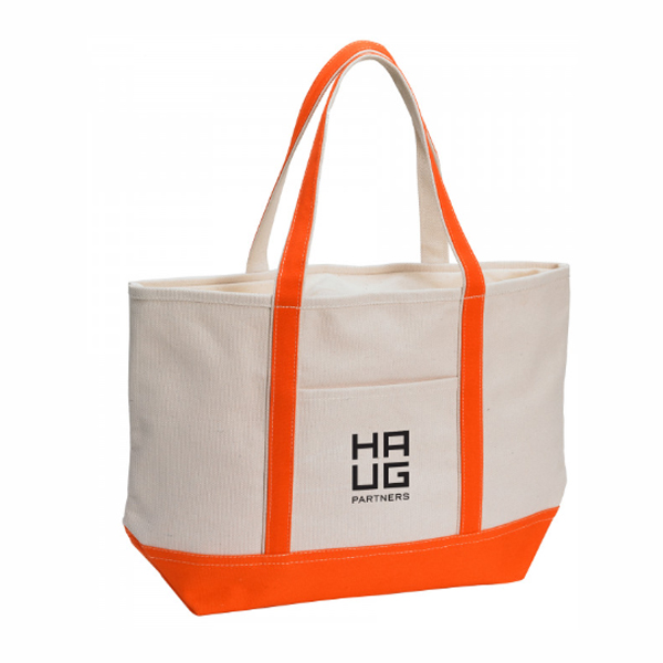 ZIPPER TOP CLOSURE CANVAS BOAT TOTE - Image 7