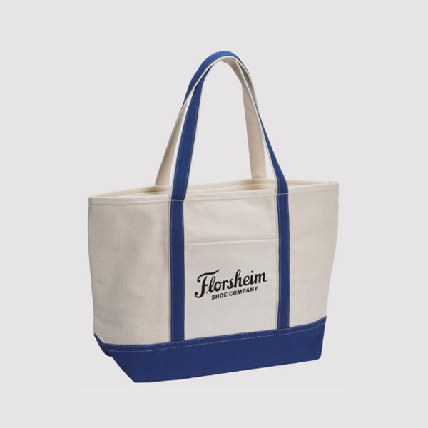 Zipper Top Closure Canvas Boat Tote- Embroidery Giveaways